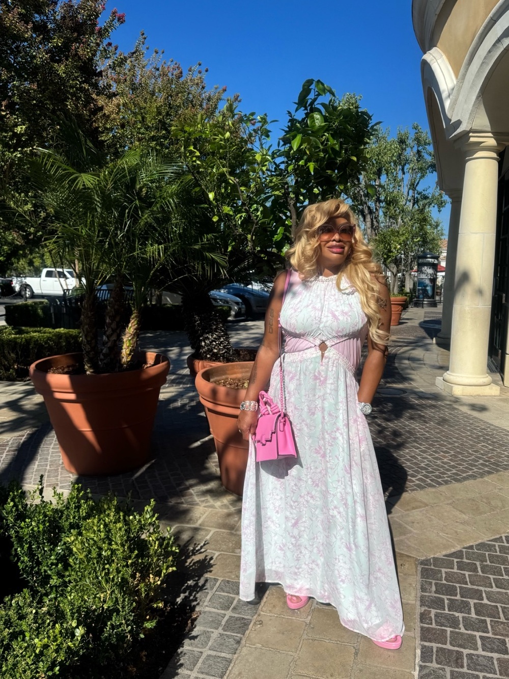 Pastel Floral Halter Maxi Dress with pockets